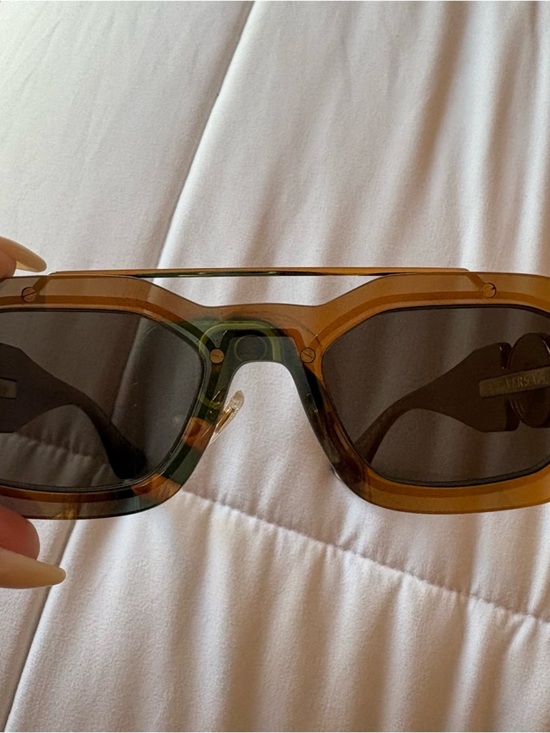 Versace Unisex VE 2235 Transparent Brown Mirror Gold Plastic Fashion Sunglasses